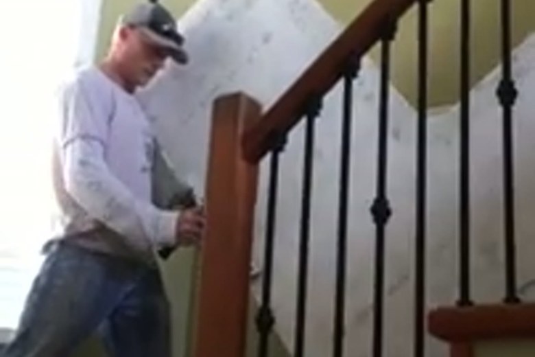 Carrying a wrapped piece upstairs